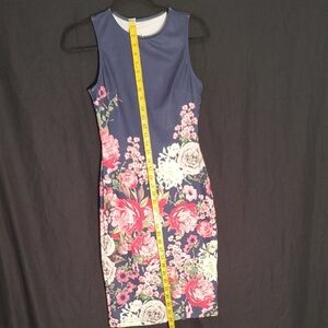 Floral Sleeveless Dress - Navy and Pink